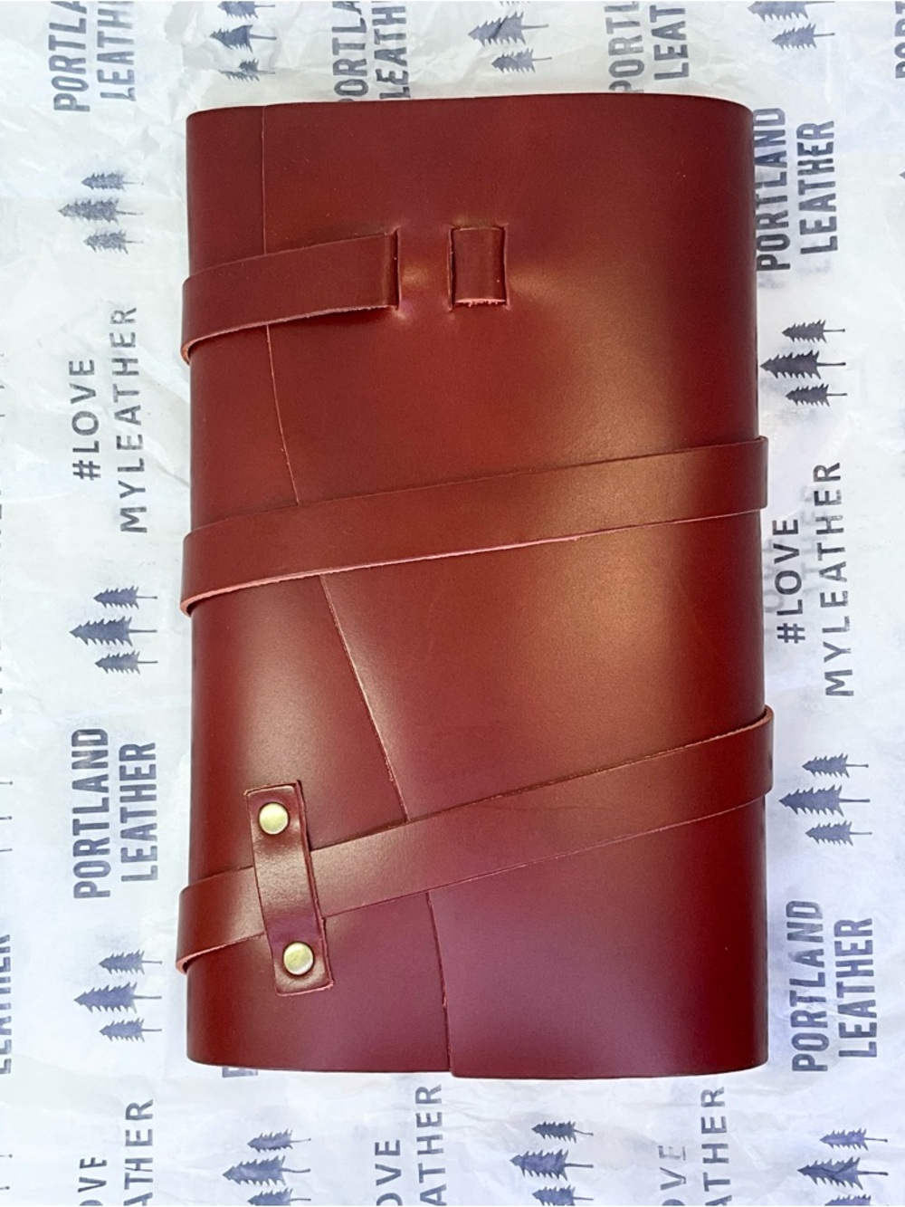 Portland Leather Large Leather Wrap Journal in Madrone-NEW